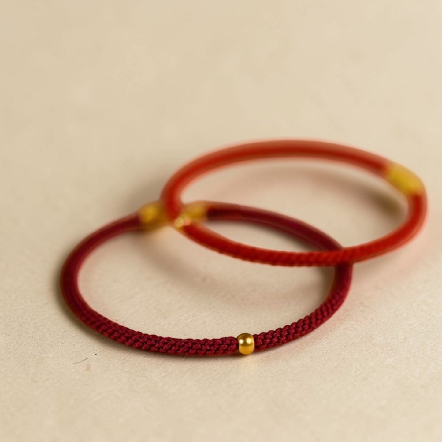 24K 999 Gold Minimal Style Bead Rope Braided Bracelet