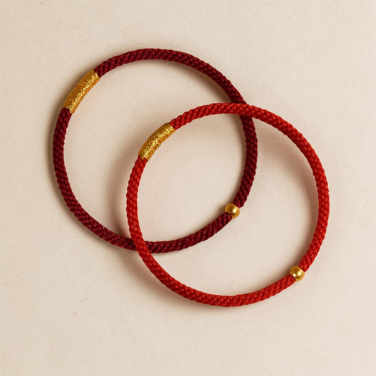 24K 999 Gold Minimal Style Bead Rope Braided Bracelet