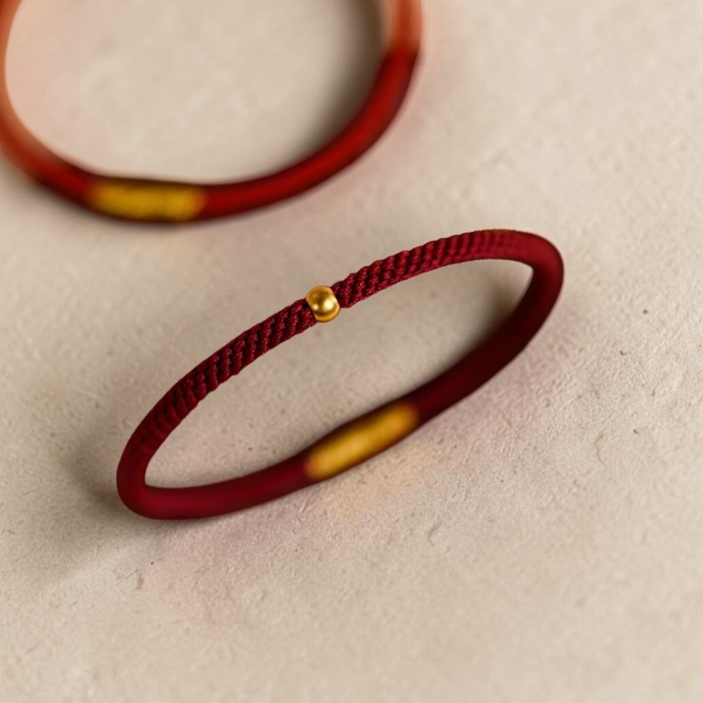 24K 999 Gold Minimal Style Bead Rope Braided Bracelet