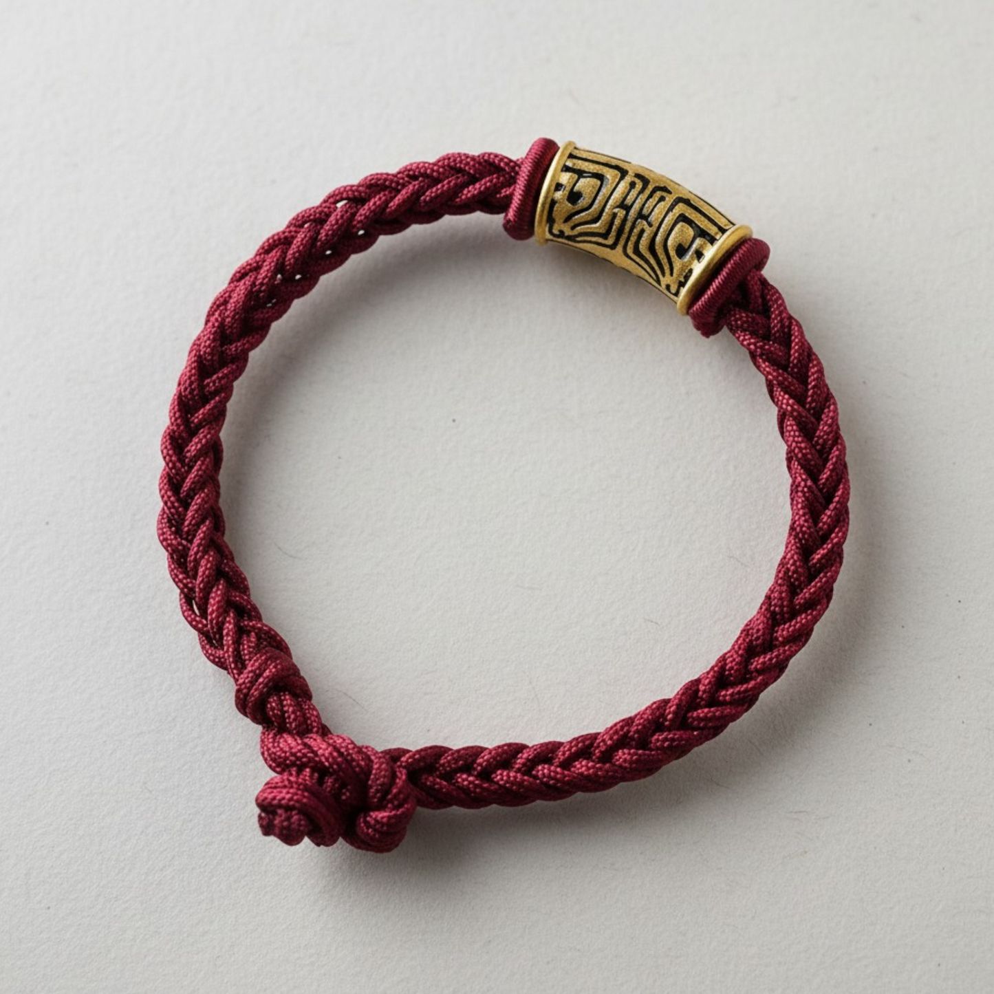 24k 999 Gold Taotie Totem Charm Handwoven Braided Bracelet