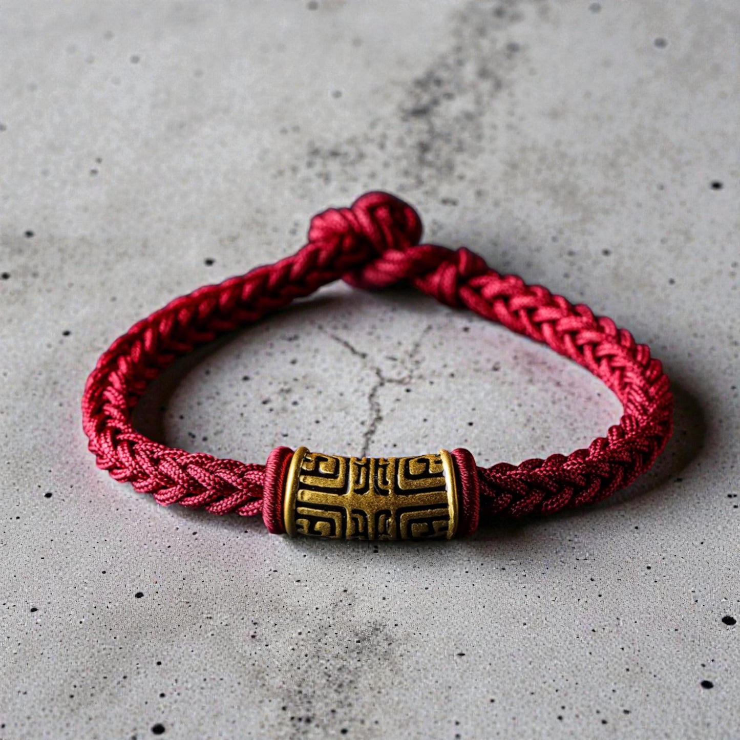 24k 999 Gold Taotie Totem Charm Handwoven Braided Bracelet
