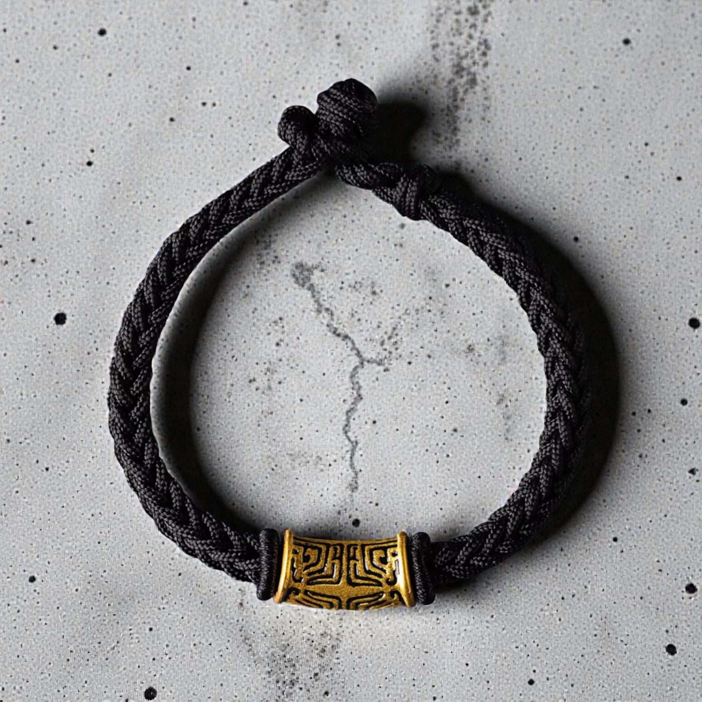 24k 999 Gold Taotie Totem Charm Handwoven Braided Bracelet
