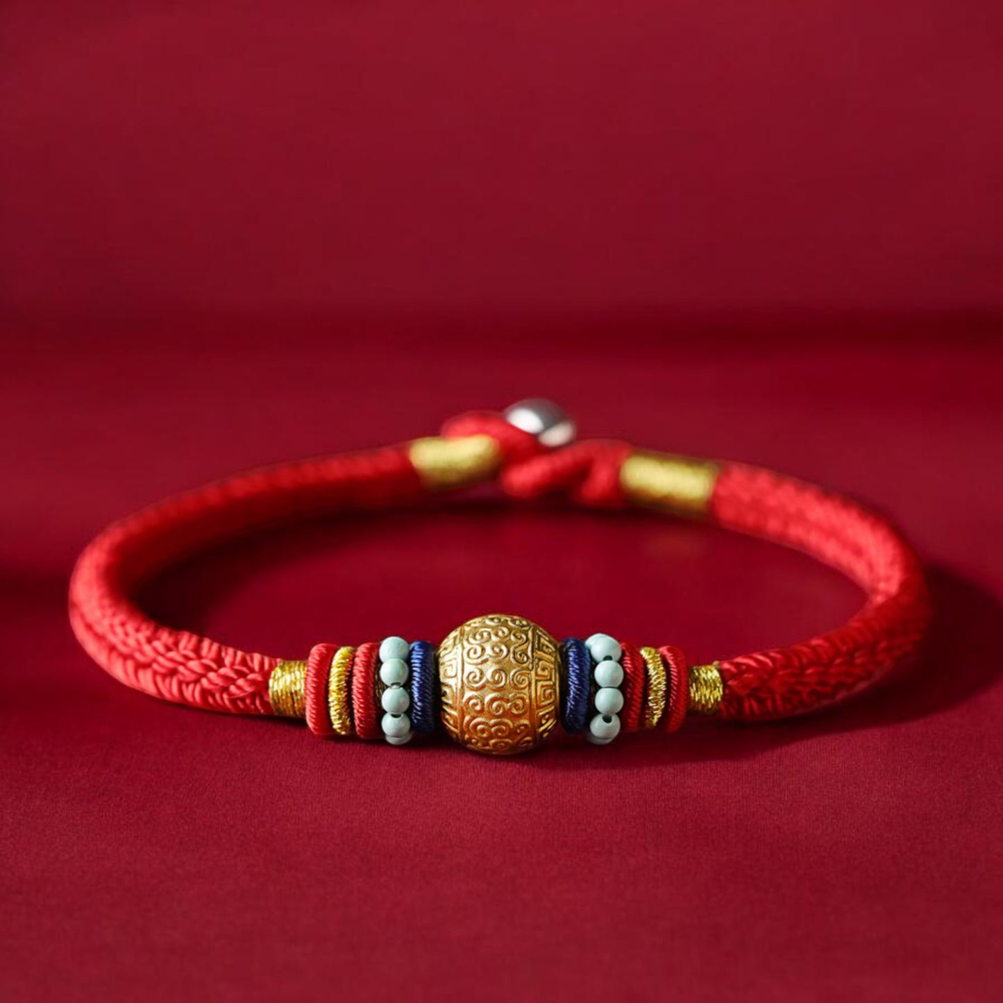 24k 999 Gold Pattern Lucky Bead Bracelet