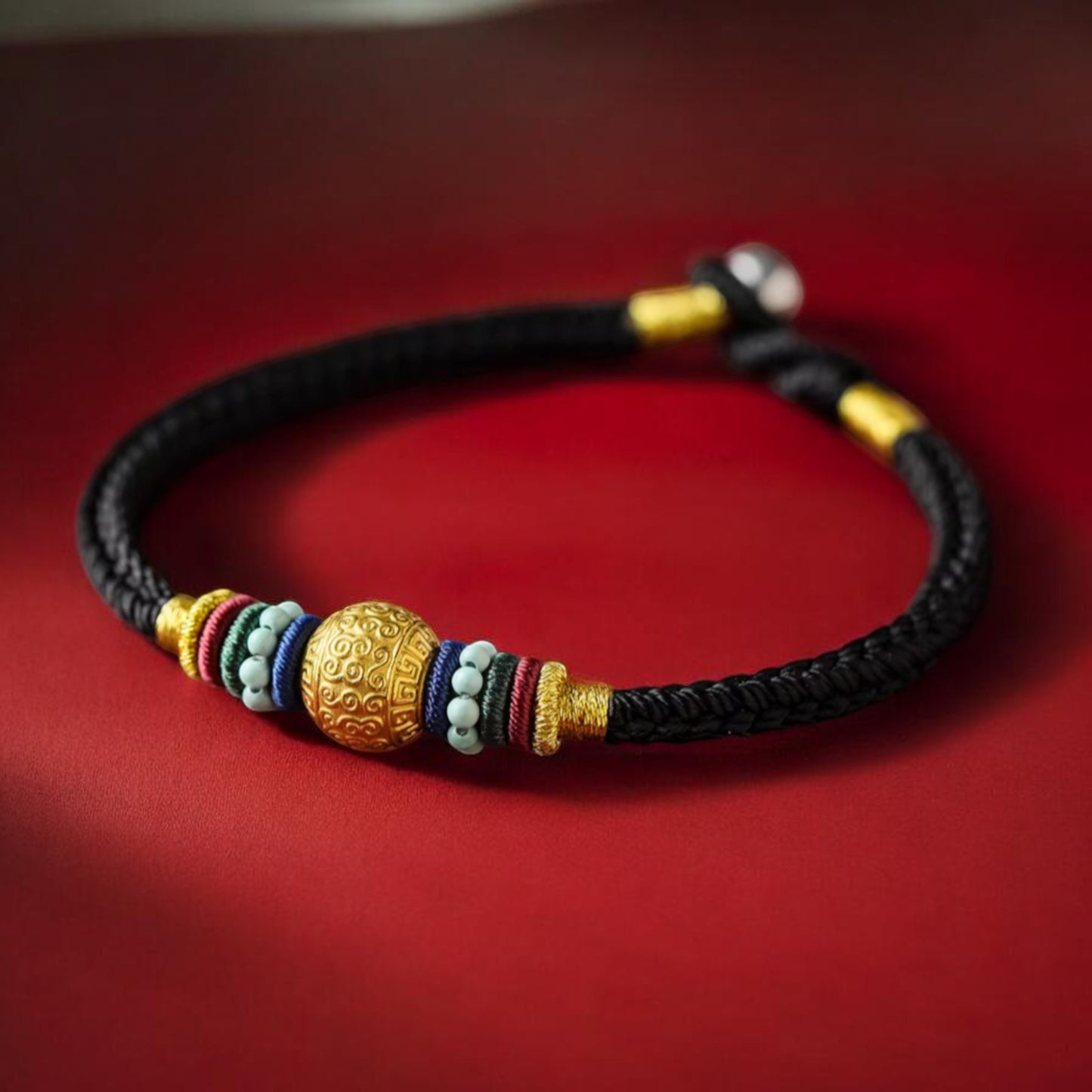 24k 999 Gold Pattern Lucky Bead Bracelet
