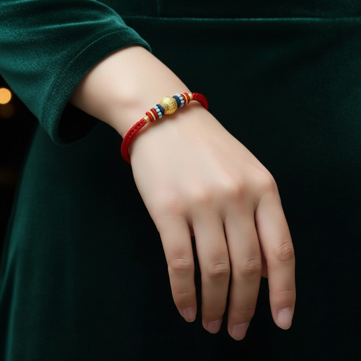 24k 999 Gold Pattern Lucky Bead Bracelet