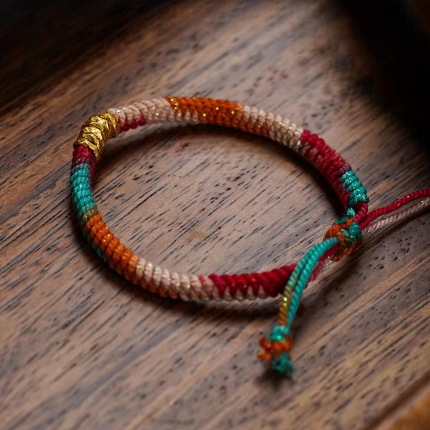 24k 999 Gold Pattern Lucky Beads Woven Braided Bracelet