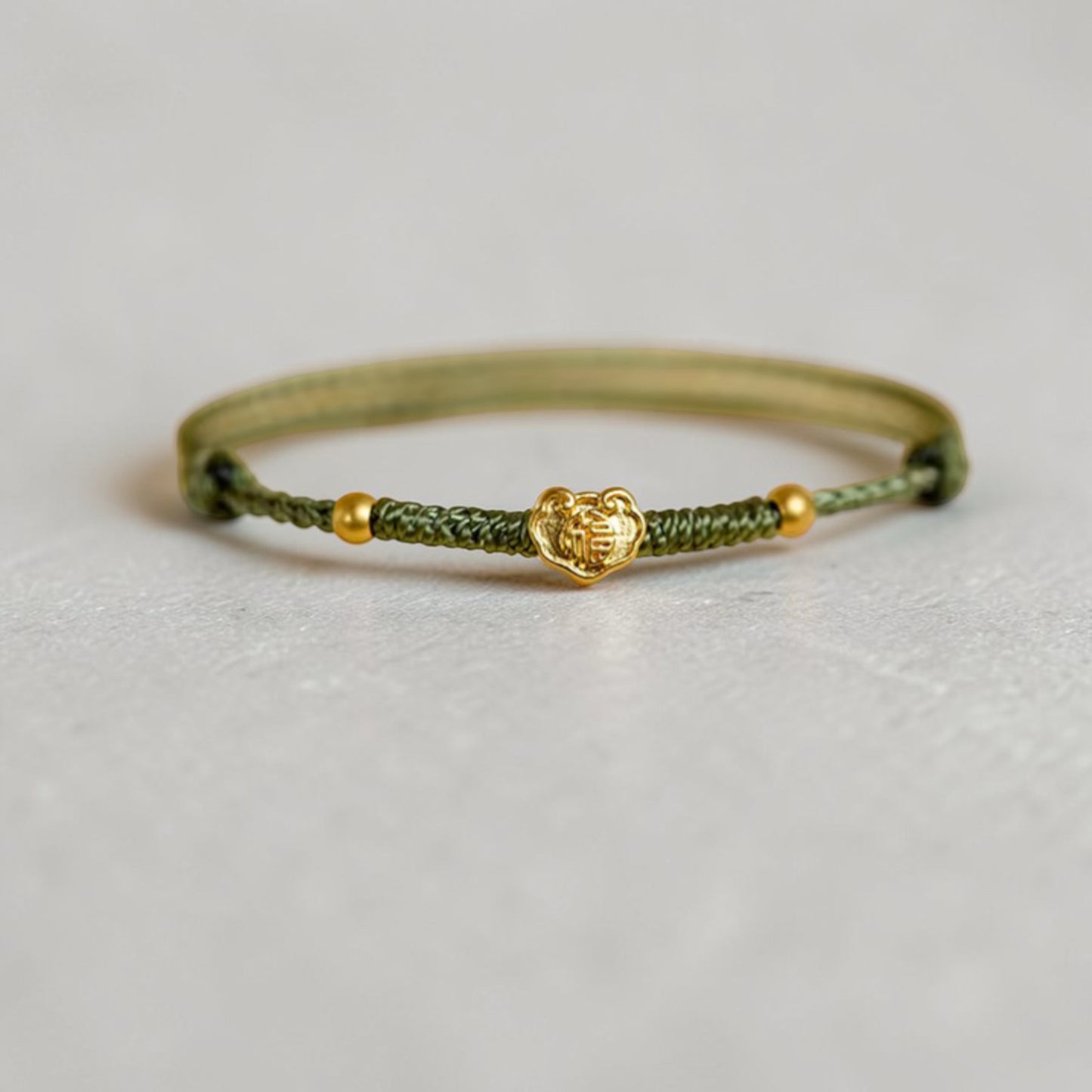 24k 999 Gold Ruyi Lock Charm with Braided Bracelet and Anklet