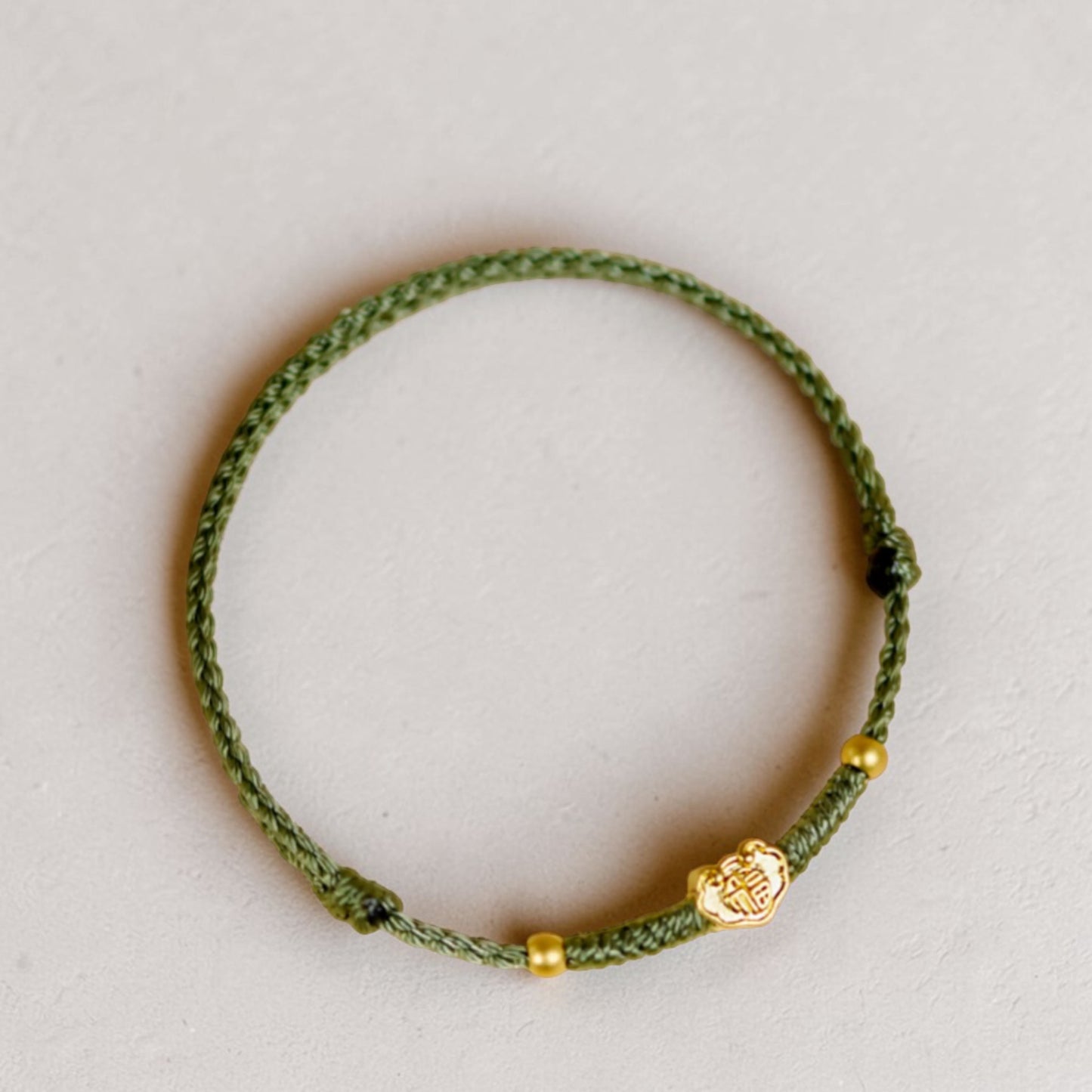 24k 999 Gold Ruyi Lock Charm with Braided Bracelet and Anklet