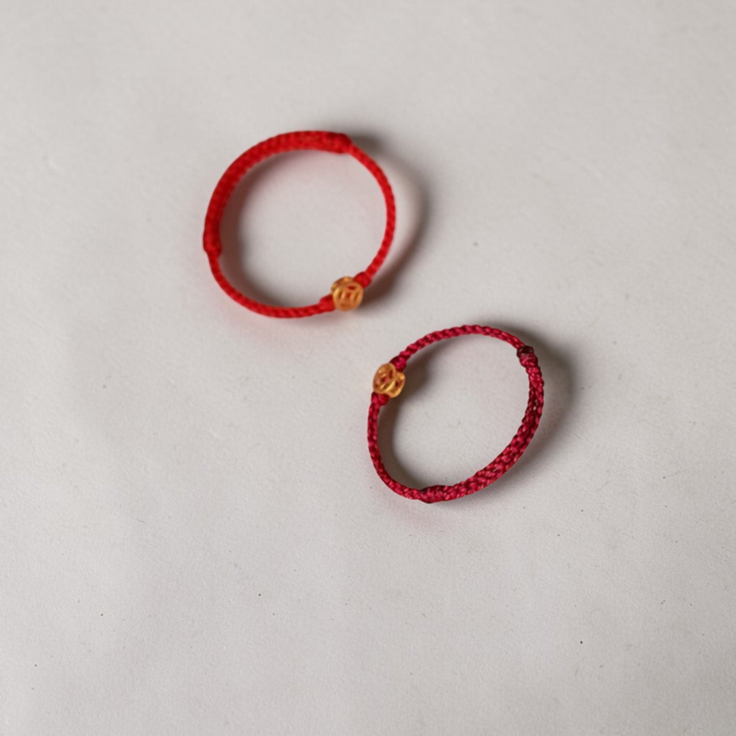 24K Gold Lucky Chinese Coin Rope Adjustable Hand-Woven Ring
