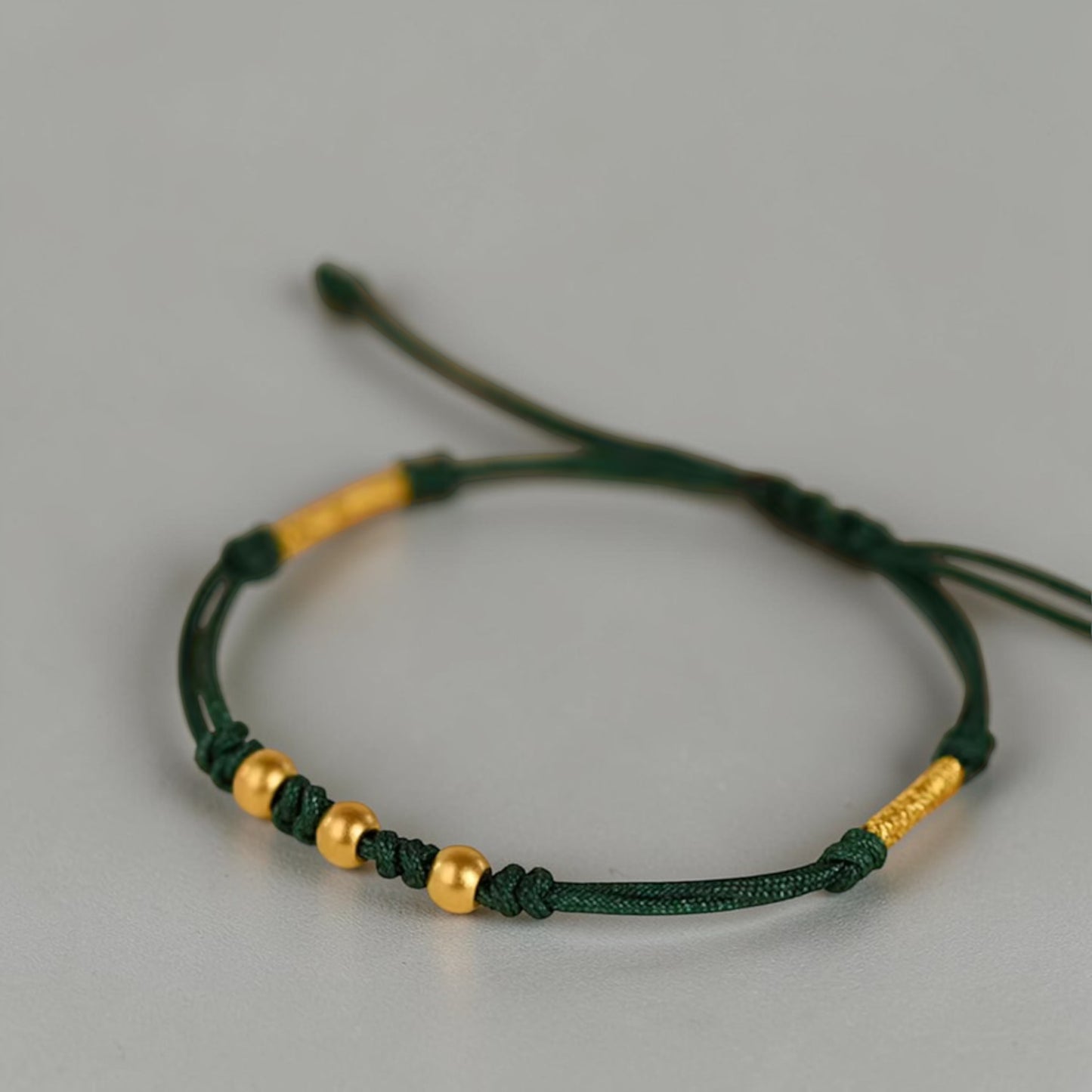 24k 999 Gold Beads Minimal Charm Braided Bracelet and Anklet