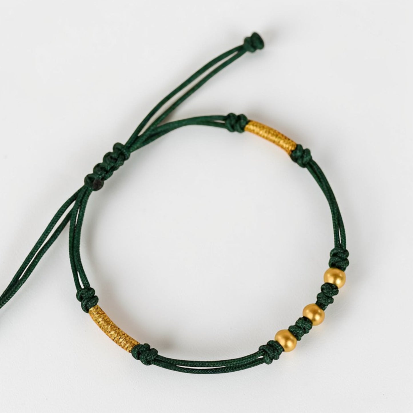 24k 999 Gold Beads Minimal Charm Braided Bracelet and Anklet