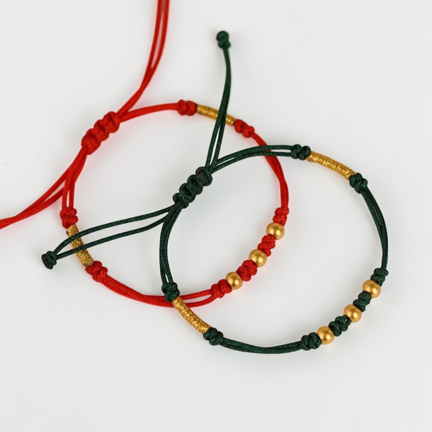 24k 999 Gold Beads Minimal Charm Braided Bracelet and Anklet