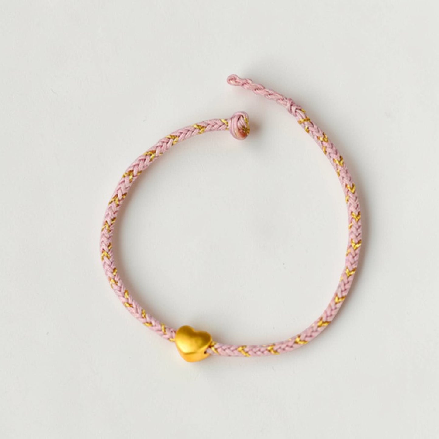24k 999 Gold Heart Charm Braided Bracelet and Anklet