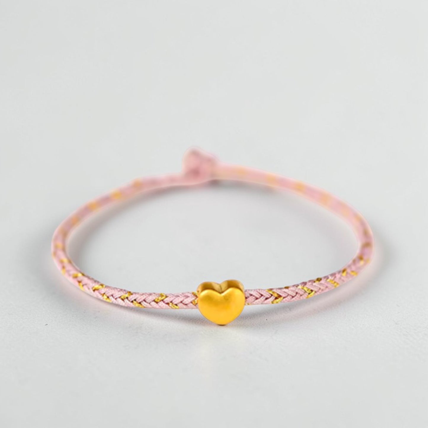 24k 999 Gold Heart Charm Braided Bracelet and Anklet