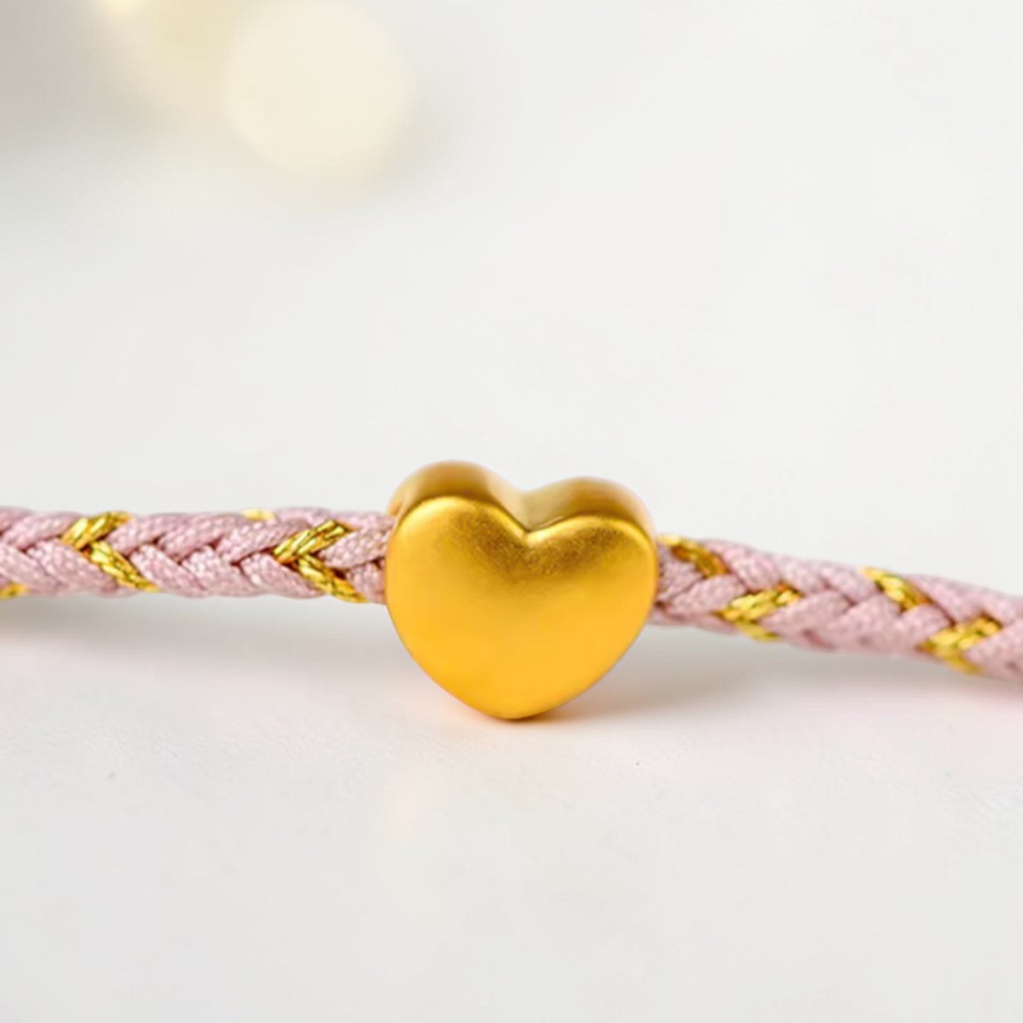24k 999 Gold Heart Charm Braided Bracelet and Anklet