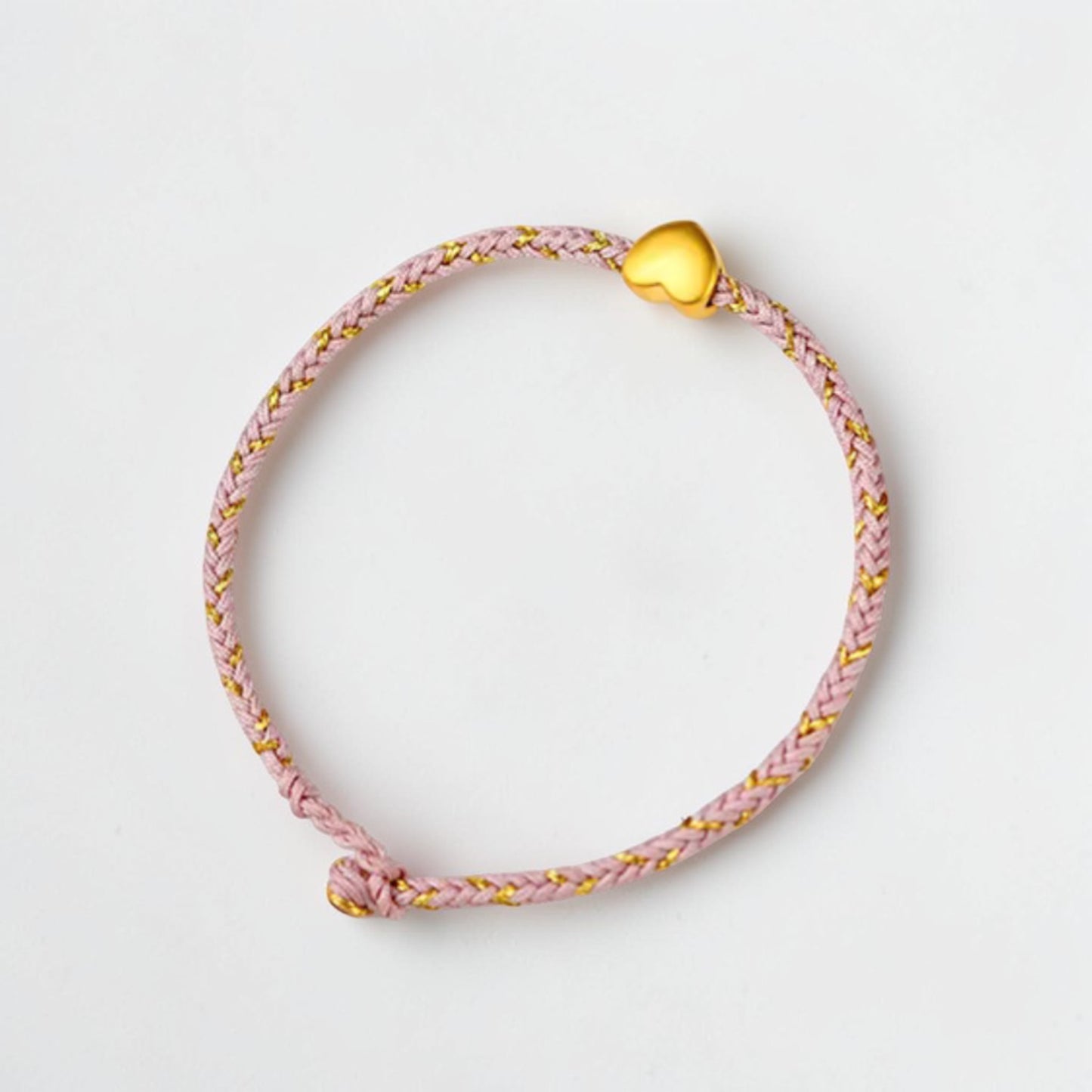24k 999 Gold Heart Charm Braided Bracelet and Anklet