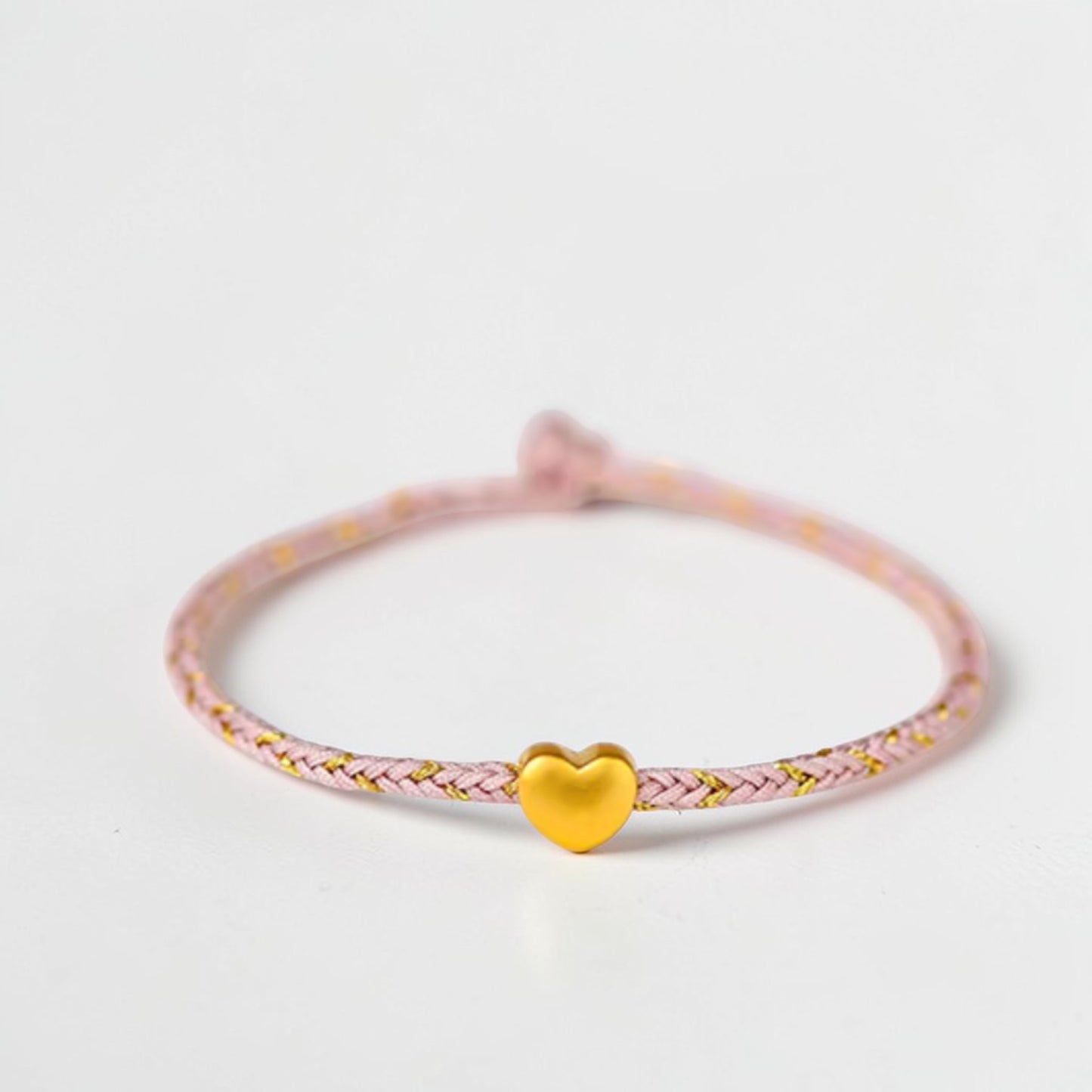 24k 999 Gold Heart Charm Braided Bracelet and Anklet
