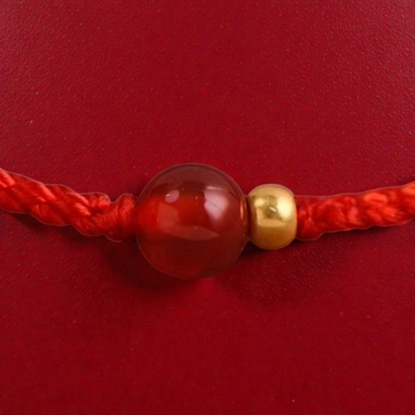 24k 999 Gold Red Agate Gold Bead Red Rope Bracelet and Anklet