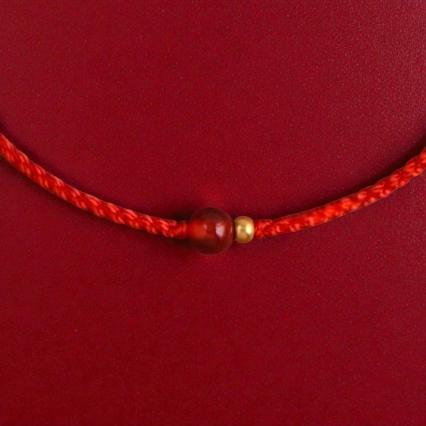 24k 999 Gold Red Agate Gold Bead Red Rope Bracelet and Anklet