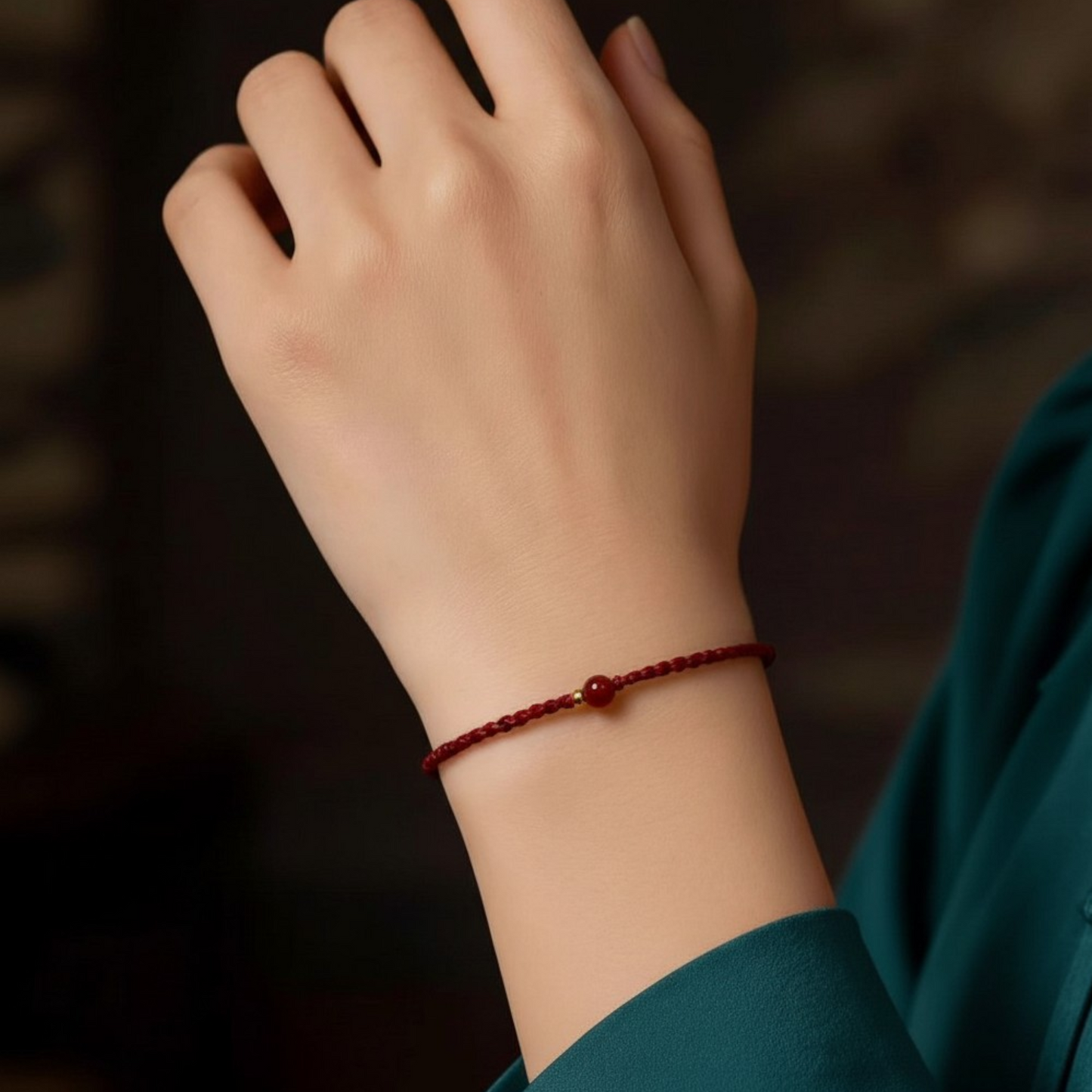 24k 999 Gold Red Agate Gold Bead Red Rope Bracelet and Anklet
