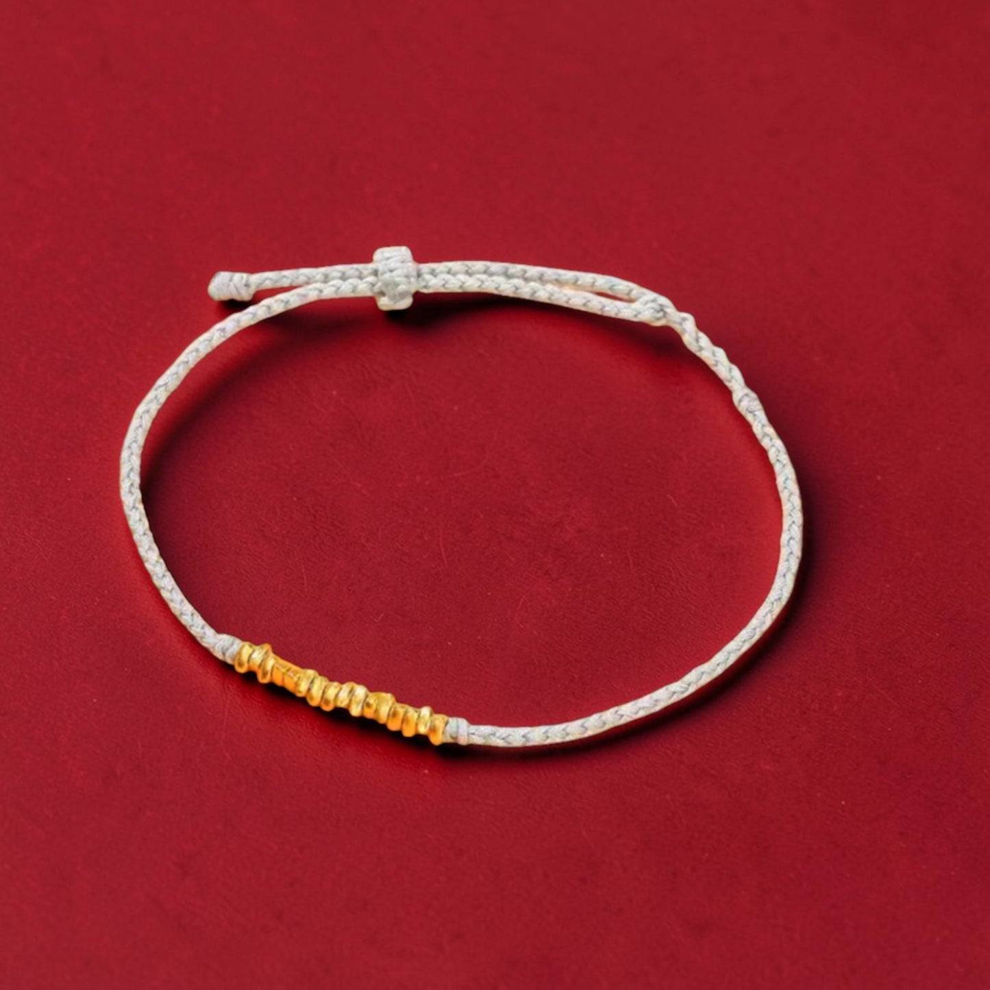 24k 999 Gold Minimal Beads Charm Braided Rope Adjustable Bracelet