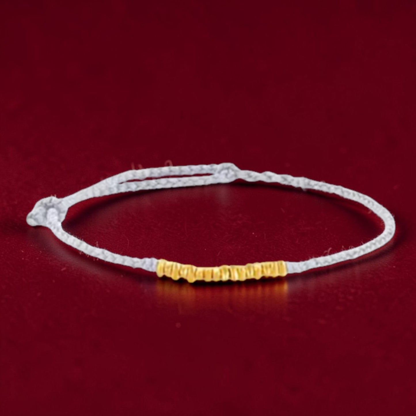 24k 999 Gold Minimal Beads Charm Braided Rope Adjustable Bracelet