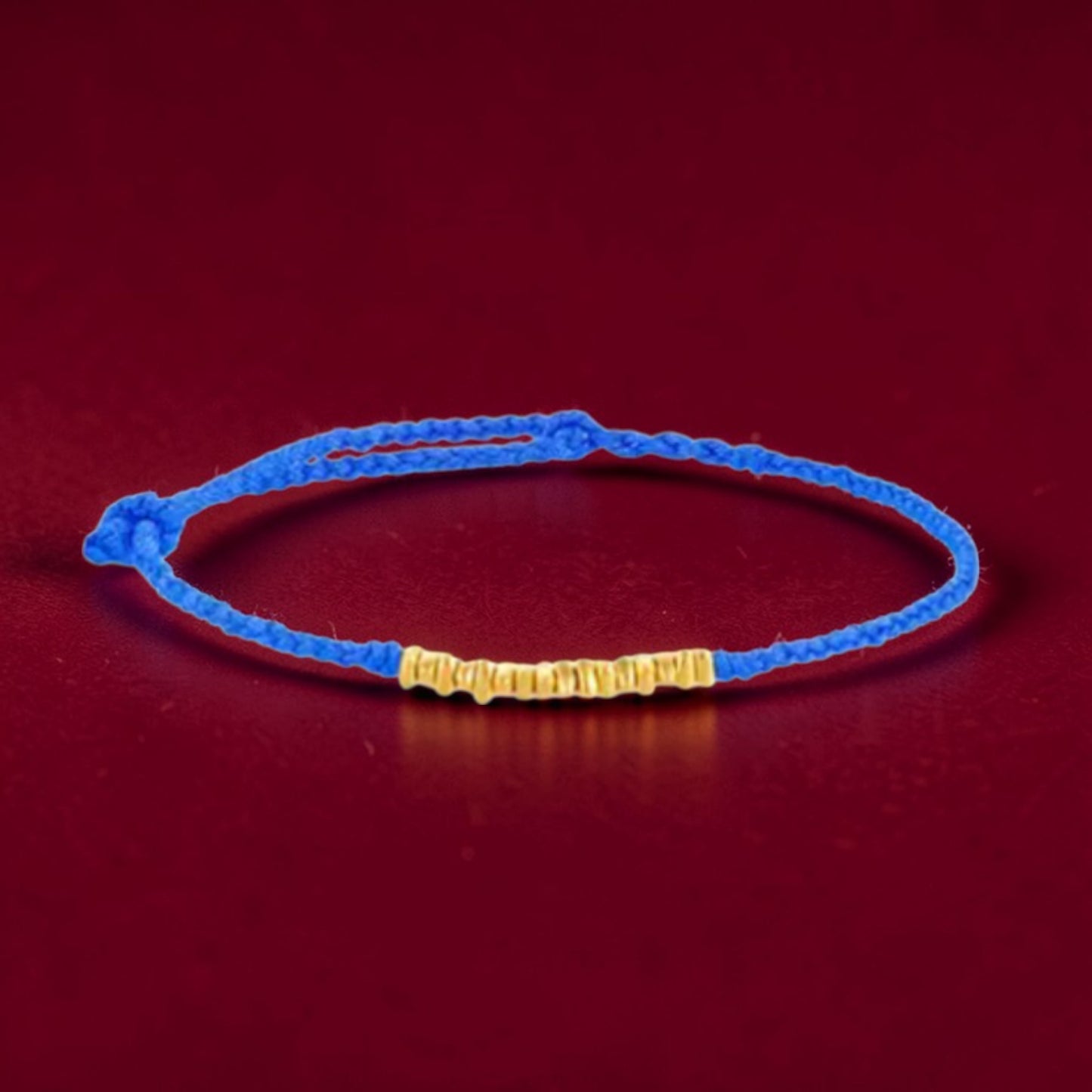 24k 999 Gold Minimal Beads Charm Braided Rope Adjustable Bracelet