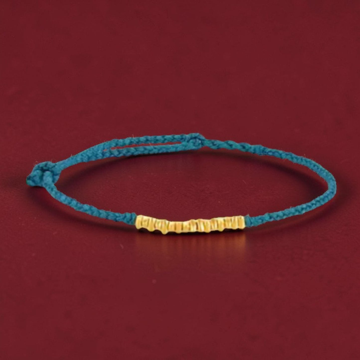 24k 999 Gold Minimal Beads Charm Braided Rope Adjustable Bracelet