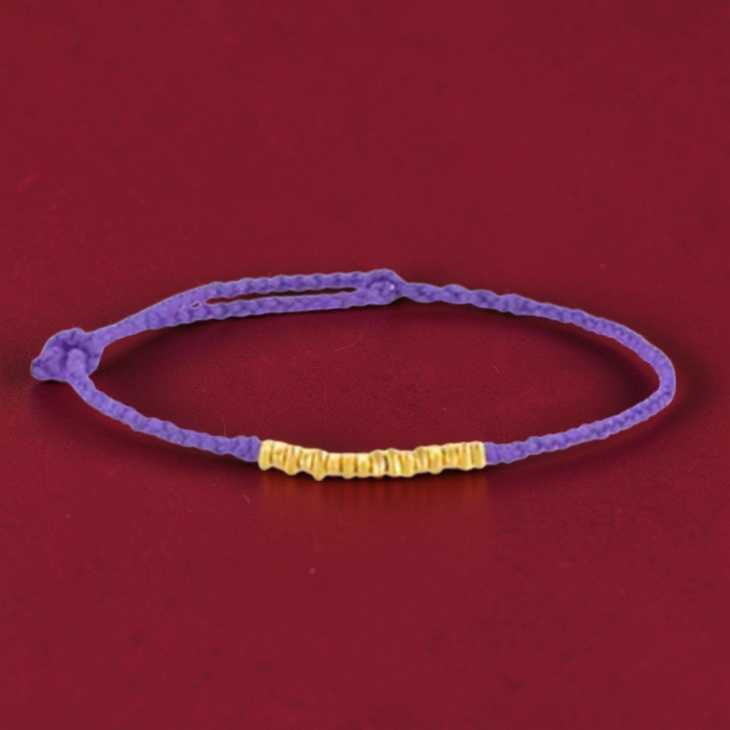 24k 999 Gold Minimal Beads Charm Braided Rope Adjustable Bracelet
