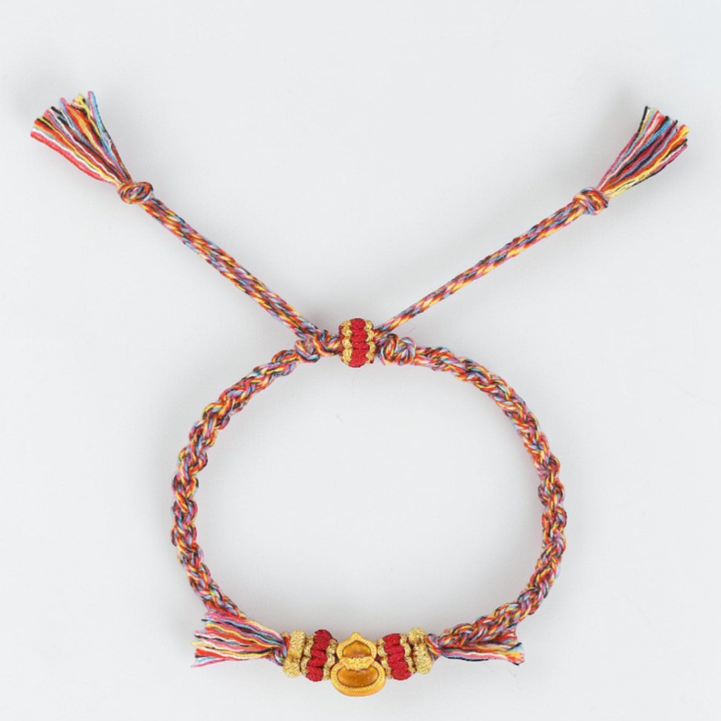 24k 999 5D Gold Lucky Enamel Gourd Charm Braided Bracelet