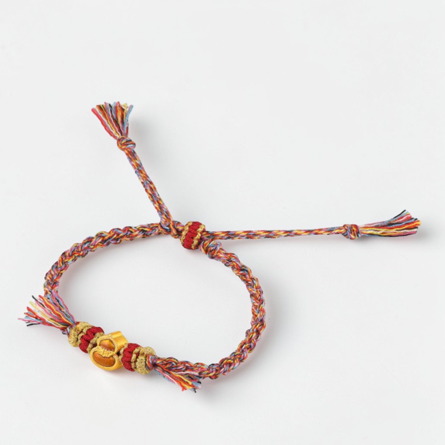 24k 999 5D Gold Lucky Enamel Gourd Charm Braided Bracelet