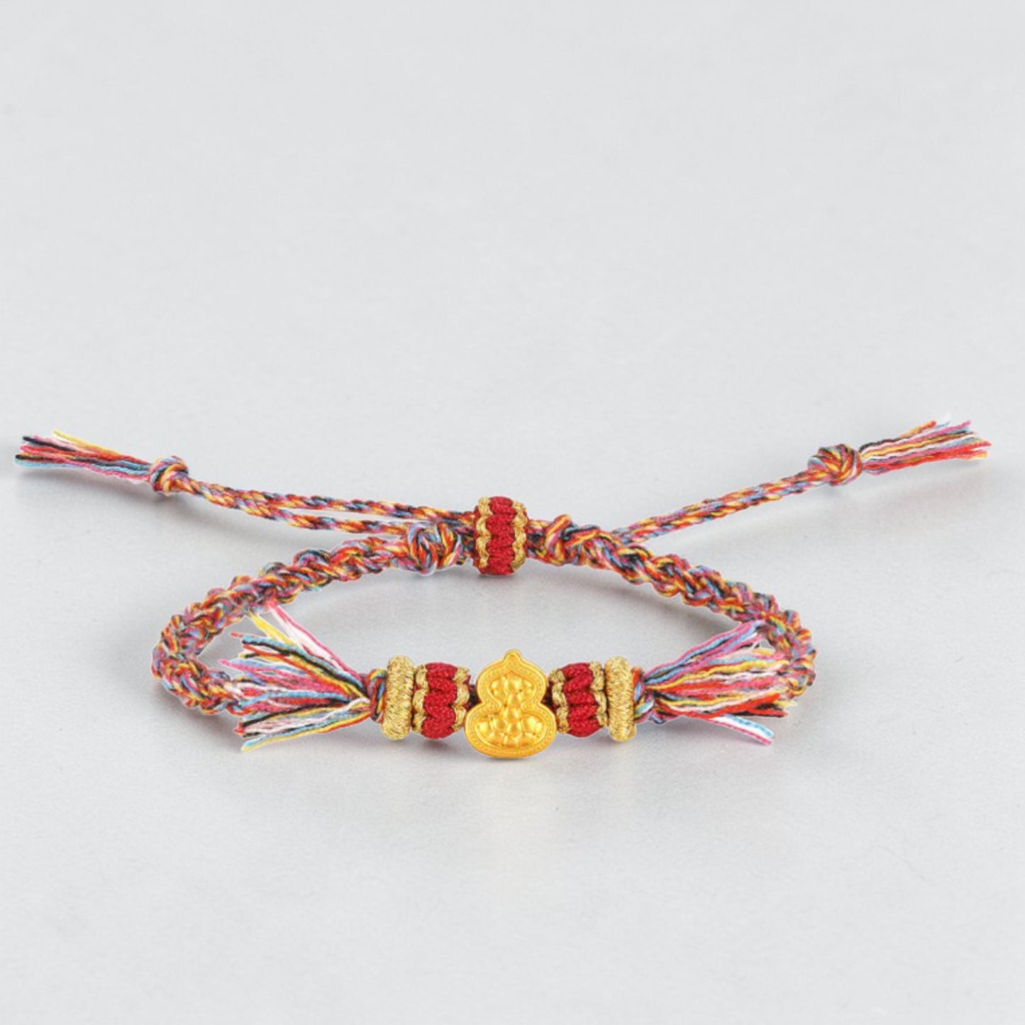 24k 999 5D Gold Lucky Enamel Gourd Charm Braided Bracelet