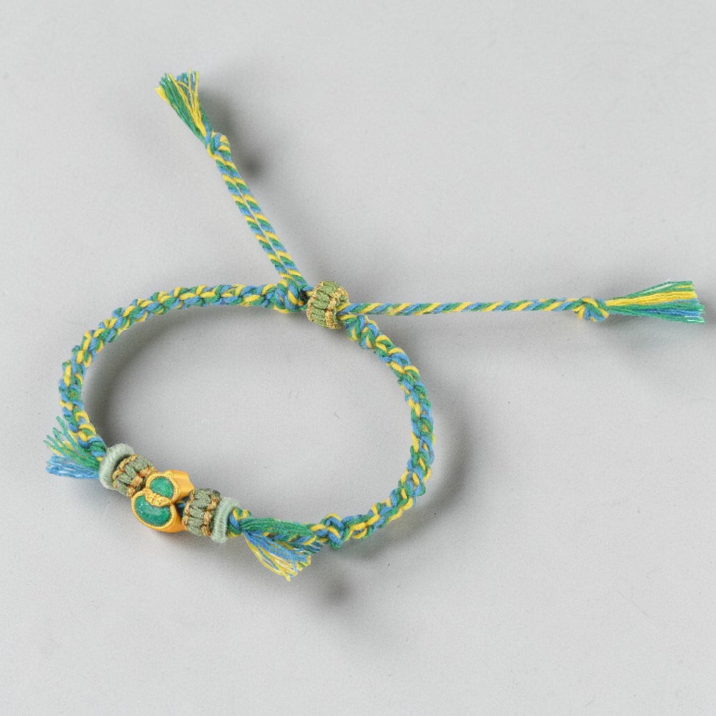 24k 999 5D Gold Lucky Enamel Gourd Charm Braided Bracelet