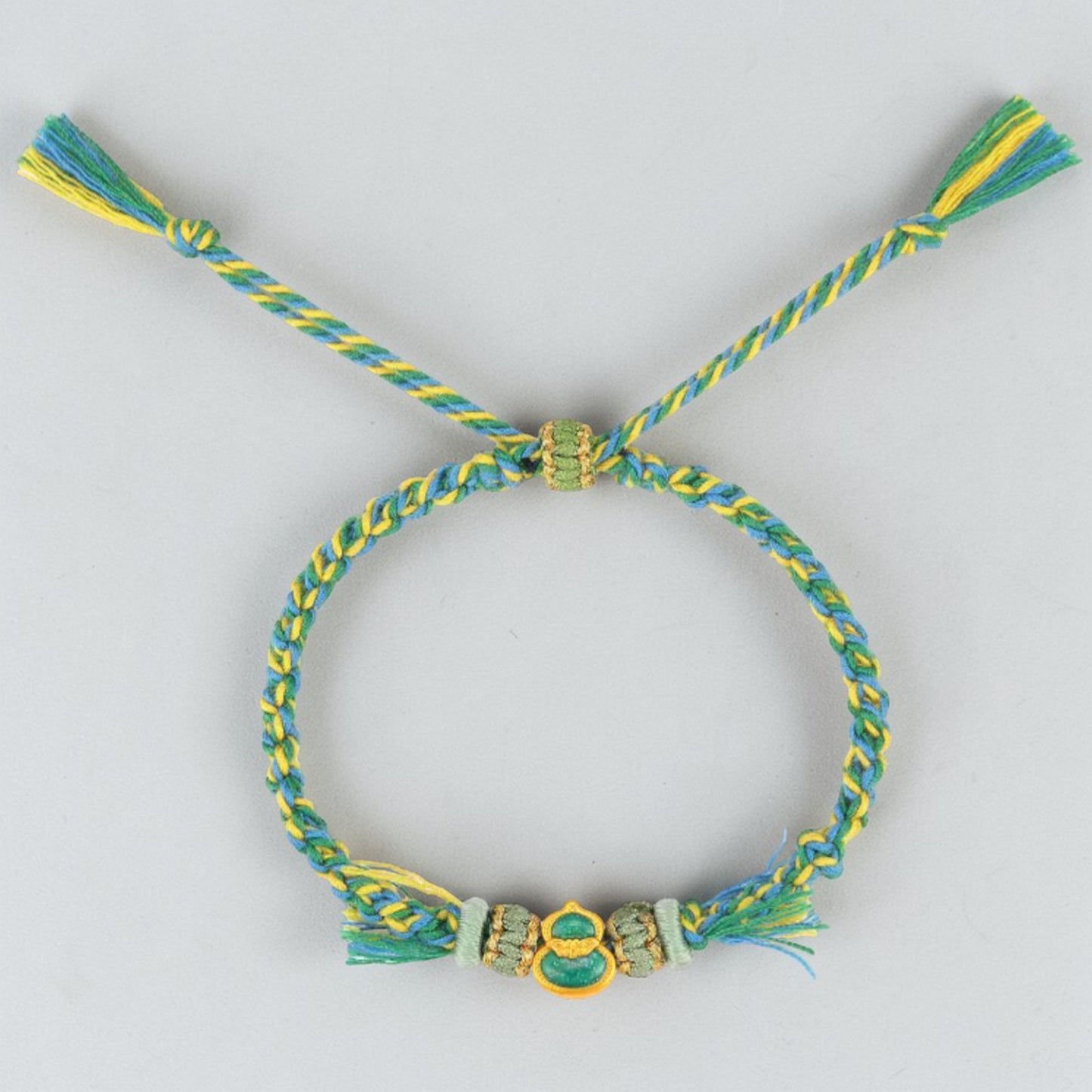 24k 999 5D Gold Lucky Enamel Gourd Charm Braided Bracelet