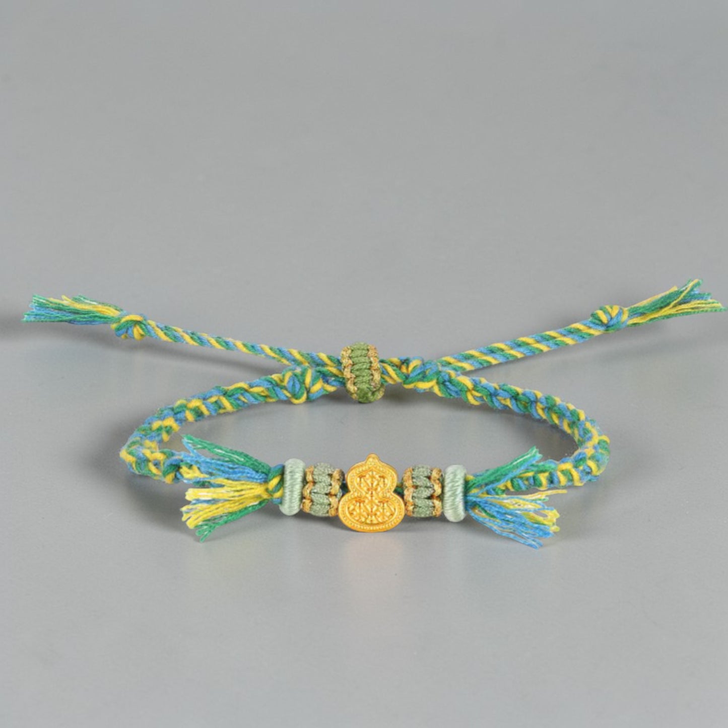 24k 999 5D Gold Lucky Enamel Gourd Charm Braided Bracelet