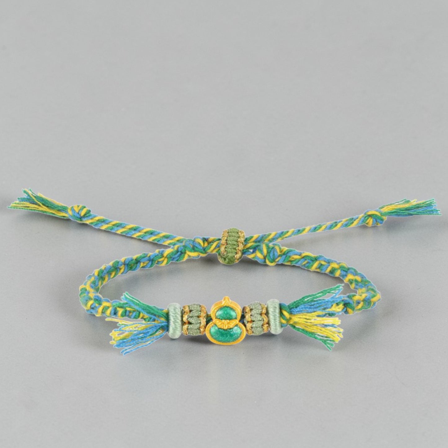 24k 999 5D Gold Lucky Enamel Gourd Charm Braided Bracelet