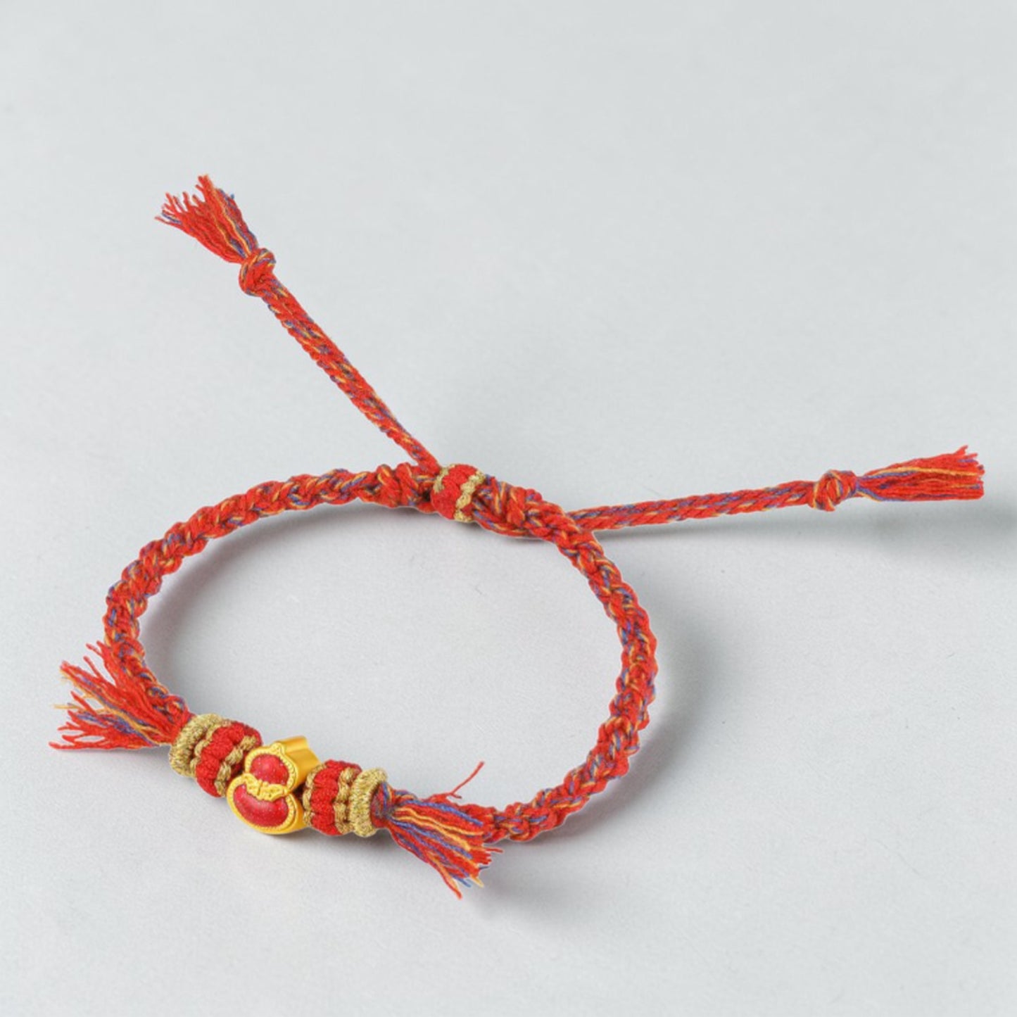 24k 999 5D Gold Lucky Enamel Gourd Charm Braided Bracelet