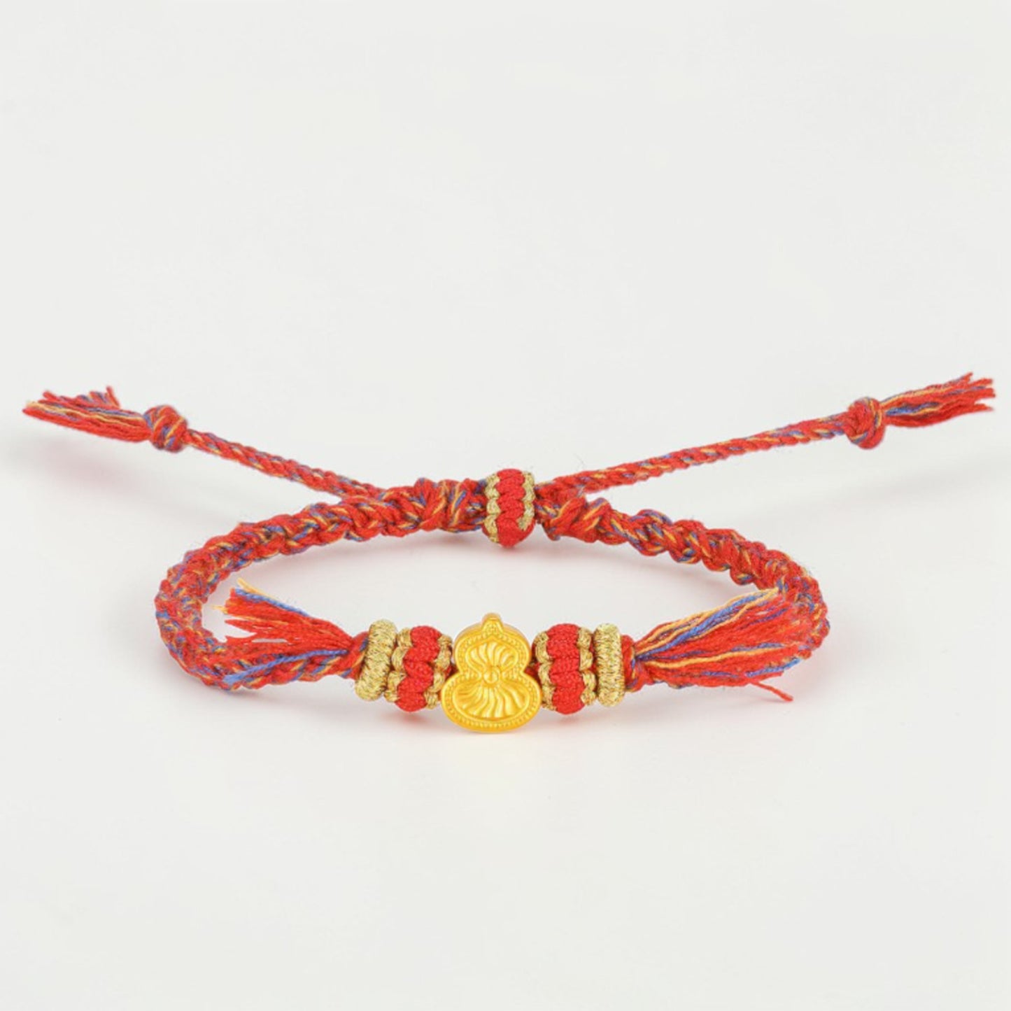 24k 999 5D Gold Lucky Enamel Gourd Charm Braided Bracelet