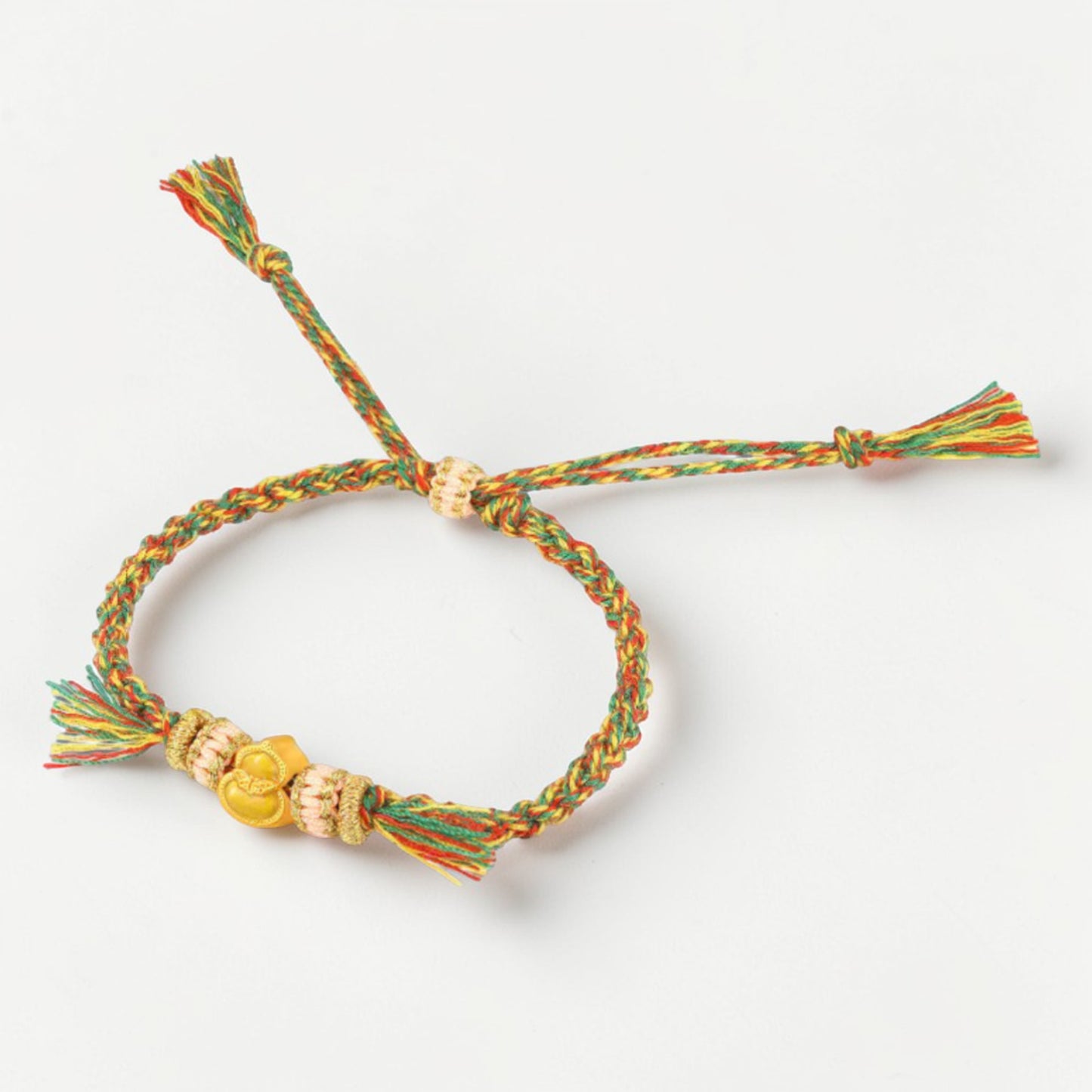 24k 999 5D Gold Lucky Enamel Gourd Charm Braided Bracelet