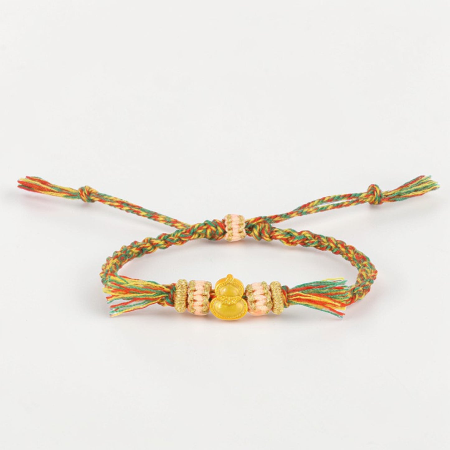 24k 999 5D Gold Lucky Enamel Gourd Charm Braided Bracelet
