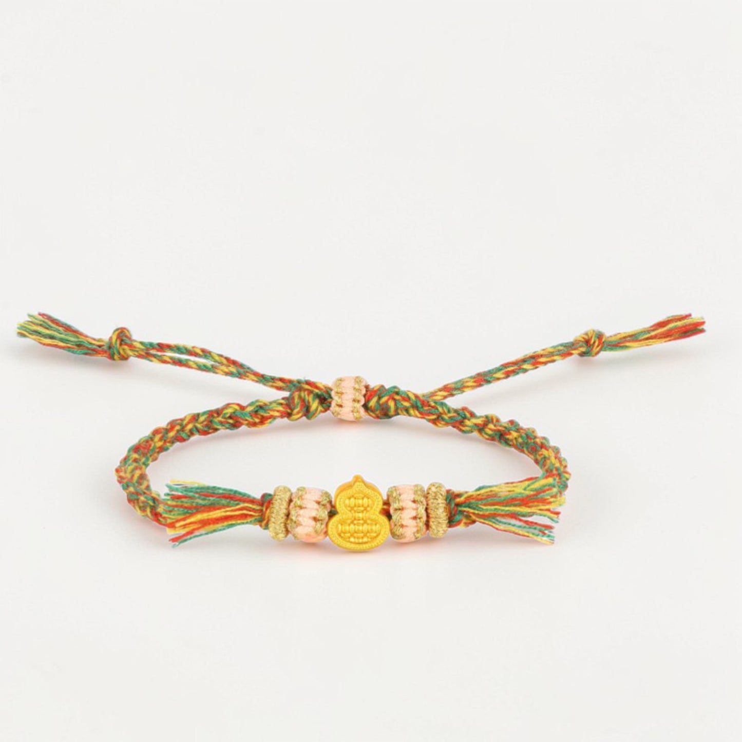 24k 999 5D Gold Lucky Enamel Gourd Charm Braided Bracelet