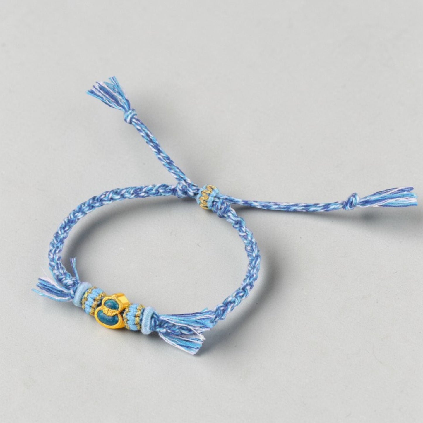 24k 999 5D Gold Lucky Enamel Gourd Charm Braided Bracelet