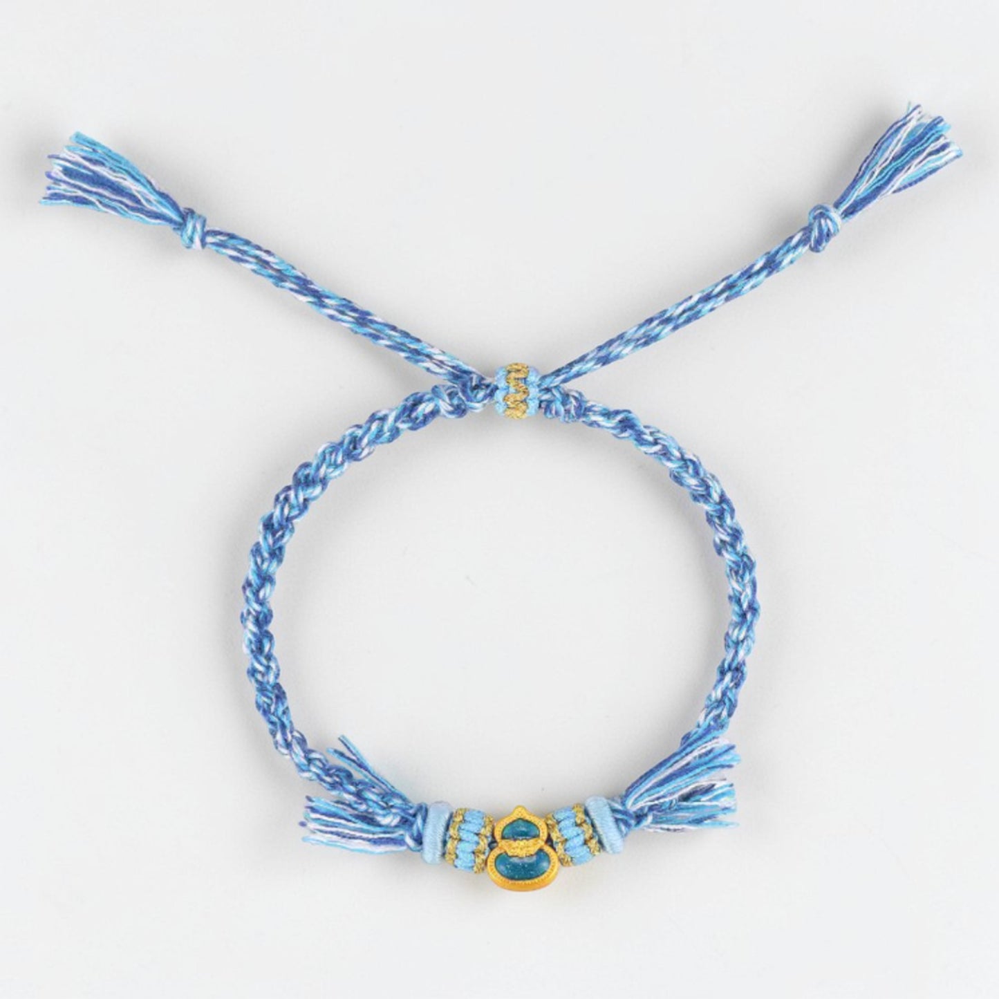 24k 999 5D Gold Lucky Enamel Gourd Charm Braided Bracelet