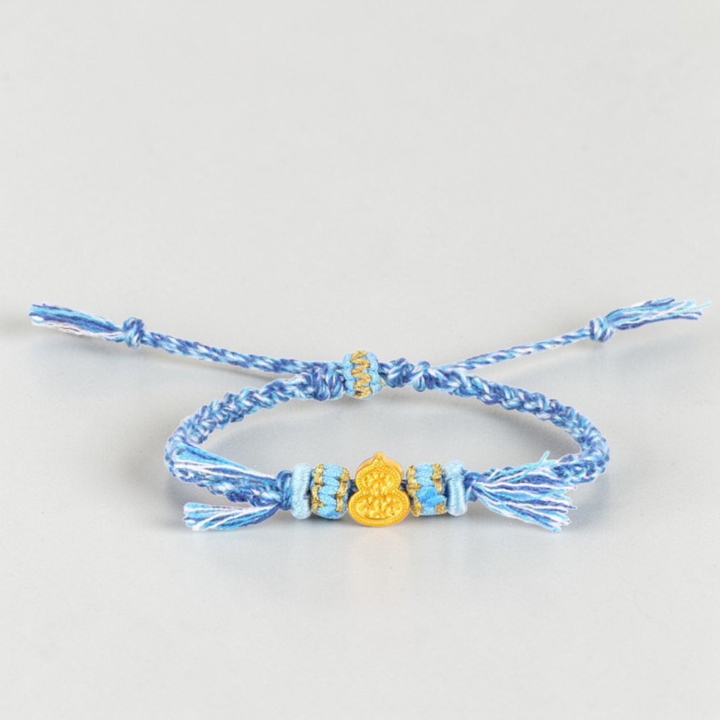 24k 999 5D Gold Lucky Enamel Gourd Charm Braided Bracelet