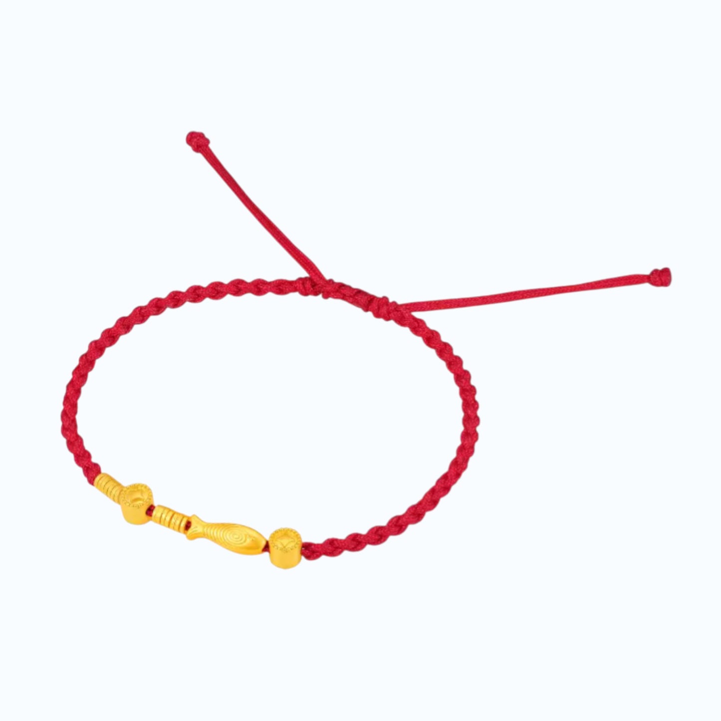 24k 999 5D Hard Gold Fish Charm Braided Bracelet