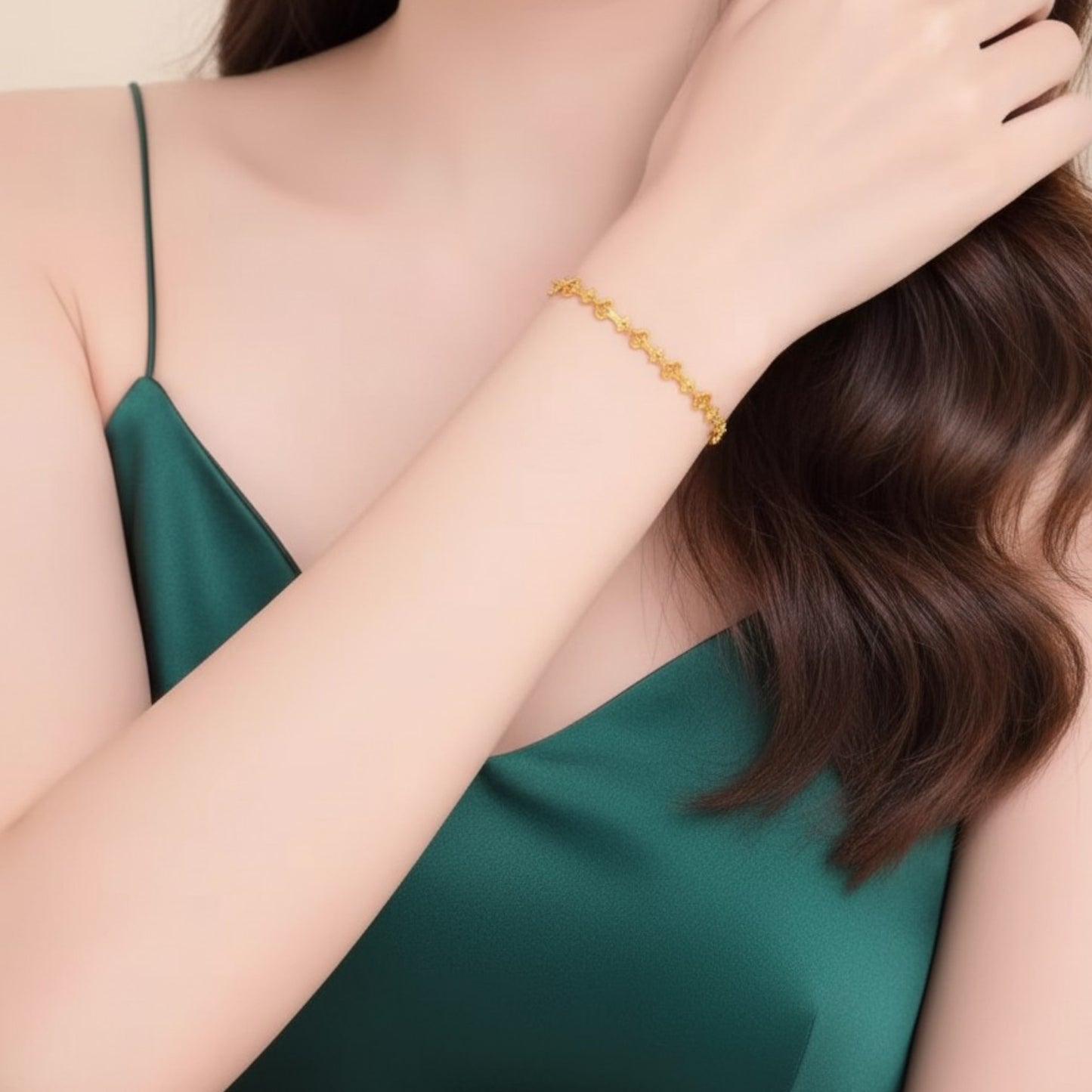 24k 999 Gold Ruyi Charm Chain Bracelet