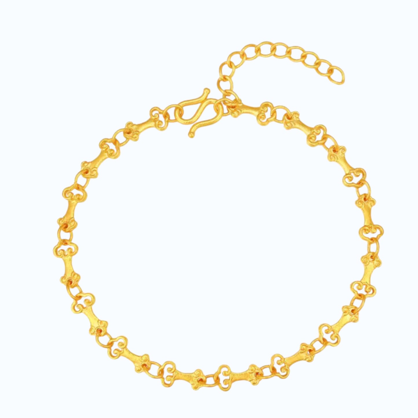 24k 999 Gold Ruyi Charm Chain Bracelet