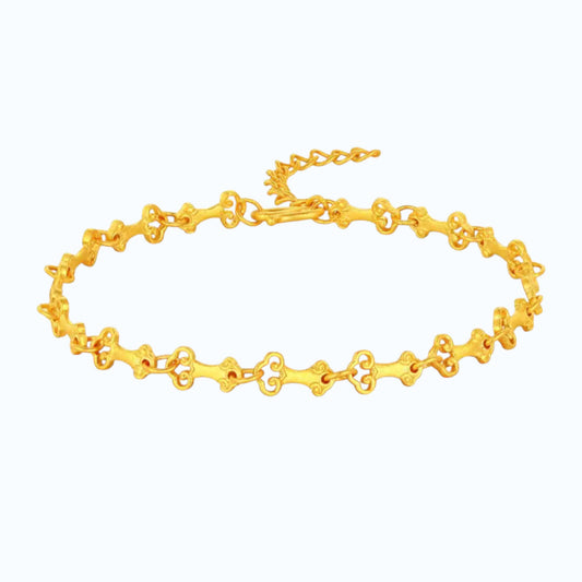 24k 999 Gold Ruyi Charm Chain Bracelet