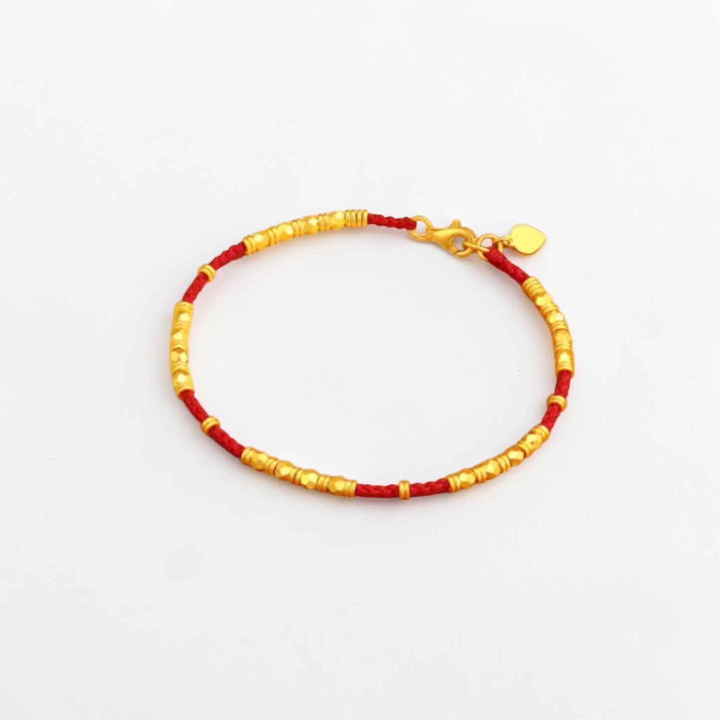 24k 999 Gold Minimal Beads Charm Rope Bracelet