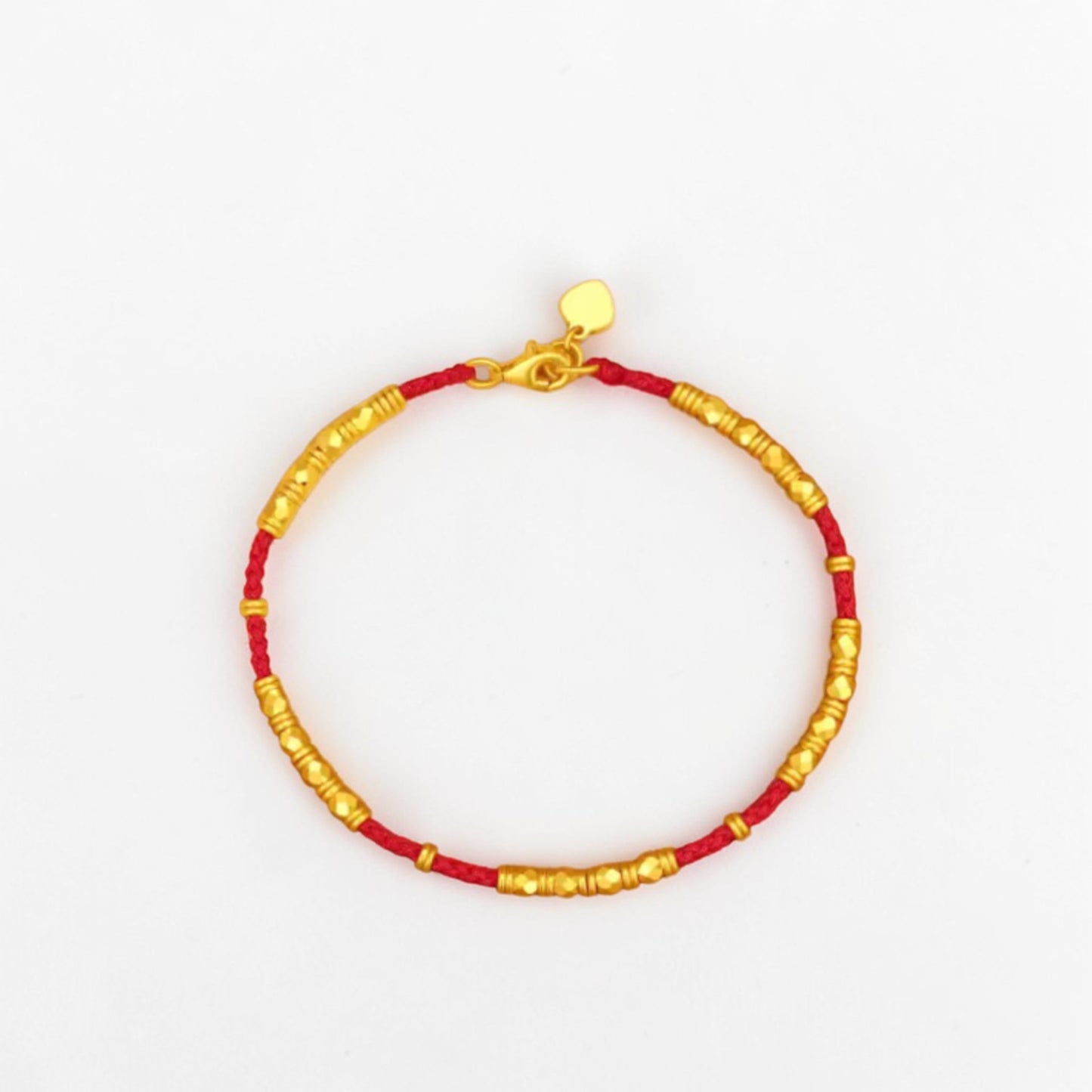 24k 999 Gold Minimal Beads Charm Rope Bracelet